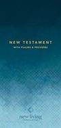 Text: "NEW TESTAMENT WITH PSALMS & PROVERBS". Darunter geometrisches Muster, blau-grüner Verlauf.