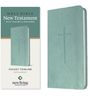 "HOLY BIBLE New Testament, mit Psalmen & Sprüchen; Pocket Thinline; tealfarbenes Cover mit Kreuzprägung."