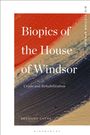 „Biopics of the House of Windsor: Crisis and Rehabilitation“ von Bethany Layne. Abstraktes Gemälde mit roten und blauen Pinselstrichen.