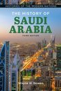"The History of Saudi Arabia, Third Edition" von Wayne H. Bowen. Blick über eine beleuchtete moderne Stadt bei Dämmerung.