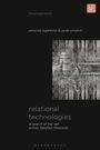Text: "thinking|media", "amanda lagerkvist & jacek smolicki", "relational technologies", "in search of the self across datafied lifeworlds". Offenes Buchlogo oben rechts. Abstraktes Linienmuster.