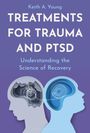 "Treatments for Trauma and PTSD: Understanding the Science of Recovery" ist groß auf einem lila Hintergrund zu lesen. Zwei stilisierte Köpfe zeigen Gehirne mit Linien.