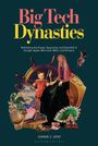 Titel: "Big Tech Dynasties". Untertitel über Google, Apple, Microsoft, Meta, Amazon. Bildcollage mit Kunstwerken und Objekten.