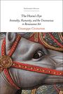 Text: Psychoanalytic Horizons, The Horse’s Eye: Animality, Humanity, and the Unconscious in Renaissance Art, Giuseppe Civitarese. Kunstwerk eines Pferdekopfes in Rüstung mit rotem Geschirr.