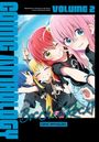 "Volume 2", "Bocchi the Rock! Comic Anthology". Vier fröhliche Anime-Figuren in schwarzen T-Shirts am Strand.