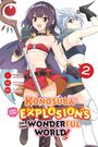 „Konosuba: Explosions on This Wonderful World!“. Zwei Anime-Figuren, eine mit Zauberstab und eine mit Dolch.
