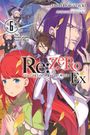 Ein farbenfrohes Cover einer Anime-Illustration mit mehreren Charakteren und dem Titel "Re:Zero Ex - Starting Life in Another World".