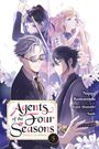 "Agents of the Four Seasons: Dance of Spring" Band 5. Zwei Männer im Anzug, zwei Frauen im Hintergrund. Manga-Stil.