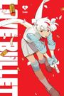 Text: "LOVE BULLET", "1", "inee". Illustration: Junge Figur mit Flügeln, Pistole haltend, blauer Pullover, roter Hintergrund.