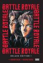Text: "BATTLE ROYALE DELUXE EDITION 1." Zwei gezeichnete Figuren mit ernsten Blicken vor einem dunklen Hintergrund.