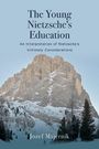 Buchtitel: "The Young Nietzsche's Education". Schneebedeckter Berg mit klarblauem Himmel im Hintergrund.