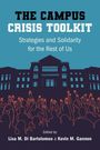 "The Campus Crisis Toolkit. Strategies and Solidarity for the Rest of Us." Illustration mit Menschen vor einem Gebäude.