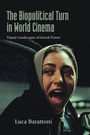 „The Biopolitical Turn in World Cinema“ oben, „Luca Barattoni“ unten. Eine Person schaut überrascht direkt auf den Betrachter.