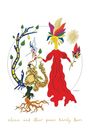Text: "silence and other poems károly bari". Illustration mit bunter, blumenbekrönter Figur und abstrakten, fantastischen Motiven.