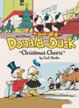 "Donald's Duck 'Christmas Cheers' by Carl Barks." Enten dekorieren einen Weihnachtsbaum, eine andere Gruppe ist bei Rentieren.