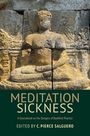 "MEDIATION SICKNESS" und Name des Editors darunter. Relief eines sitzenden Buddha in Stein gemeißelt im Hintergrund.