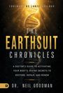 Text: "The Earthsuit Chronicles". DNA-Strang goldfarben, auf schwarzem Hintergrund verkörpert Energie und Erneuerung.