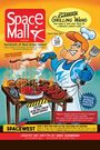 "Space Mall Catalog", "Grilling Wand", "CAPTAIN COOK!", "Caution! Do not grill food on wooden surfaces", Illustration: Mann grillt.