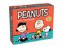„PEANUTS 2027 CALENDAR“. Charlie Brown, Lucy und Snoopy sitzen fröhlich auf einem türkisfarbenen Boden.