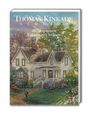 "Thomas Kinkade Studios: 2027 Engagement Calendar with Scripture." Illustration eines gemütlichen Hauses in einem Garten.