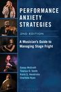 „Performance Anxiety Strategies“, 2. Auflage. Ein Leitfaden für Musiker zur Bewältigung von Lampenfieber. Vier Musiker-Bilder.