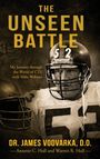 Buchtitel: The Unseen Battle. Ein Footballspieler in Ausrüstung, Helmnummer 52, ernstes Gesicht.