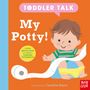 „Toddler Talk: My Potty!“ Ein Kind sitzt auf einem Töpfchen, umgeben von Toilettenpapier. Illustrationen von Carolina Búzio.