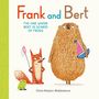 "Frank and Bert. The one where Bert is scared of frogs." Illustration eines Fuchses, Bärs mit Boot und Frosch.