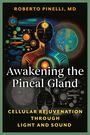Titel: "Awakening the Pineal Gland". Darunter eine Illustration mit stilisierten, leuchtenden Farben und einem zentralen menschlichen Kopf.