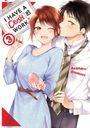 Text: "I HAVE A CRUSH at work." "Akamatsu Enomoto."  
Illustration: Eine Frau lacht, während ein Mann sie küsst.