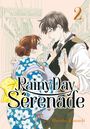 "Rainy Day Serenade"; "Haruka Kawachi"; "Post Cards Name Cards"; zwei Personen in einem romantischen Moment.