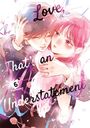 „Love, That’s an Understatement“ steht in verspielter Schrift. Zwei Personen umarmen sich zärtlich, umgeben von rosa Akzenten.