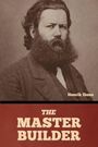 Text: "Henrik Ibsen", "THE MASTER BUILDER". Sepia-Fotografie eines Mannes mit vollem Bart und ernstem Ausdruck.