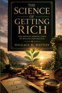 "The Science of Getting Rich", Wallace D. Wattles. Illustration mit Pflanze, Münzen, Kompass und Sonnenuntergang.
