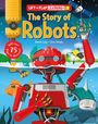 Text: "Lift the Flap Learning! The Story of Robots. With over 15 flaps to discover!" Illustration: Bunte Roboter im Wasser.