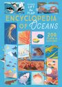 "Ultimate Lift the Flap Encyclopedia of Oceans, 200 Flaps to Explore." Illustrationen von Meereslebewesen wie Wale und Fische.