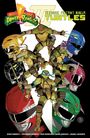 "Mighty Morphin Power Rangers", "Teenage Mutant Ninja Turtles". Illustrationen von Schildkröten und Rangers in Kampfposen.