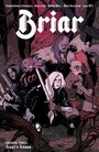 „Briar“, „Volume Three: Night’s Terror“. Eine düstere Illustration mit bewaffneten Fantasiefiguren im Wald.