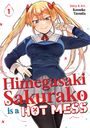 "Himegasaki Sakurako is a HOT MESS." Junge Frau in Schuluniform, mit langen blonden Zöpfen und einem selbstbewussten Lächeln.