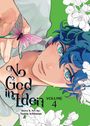 "No God in Eden, Volume 4, Story & Art by Yuma Ichinose." Eine farbenfrohe Illustration eines Jungen mit Schmetterling und Blumen.