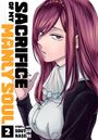 „SACRIFICE OF MY MANLY SOUL 2“, Illustration einer Frau mit langen, lilafarbenen Haaren und seriösem Ausdruck.