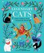 "Legendary Cats: Feline Folklore from Around the World". Illustrationen zeigen bunte, mythische Katzen umgeben von Pflanzen.