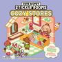 "Cute & Cozy Sticker Rooms Cozy Stores. Illustration mit tierischen Figuren in einer Eisdiele; süße, bunte Gestaltung."