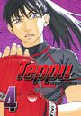 „Teppu“, „Moare Ohta“, „4“, starke Frau mit rotem Handschuh und ernstem Blick, lila Hintergrund.