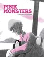 "PINK MONSTERS, CLAUS DANIEL HERRMANN" steht oben. Illustration: Person in rosa Hemd hält eine Tasche.