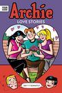 Oben: „Archie Love Stories“, darunter Personen mit Blumen in Herzform. Unten: Gesicht mit Herzchen, Sprechblase: „ISN'T IT ROMANTIC?“