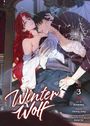 "Winter Wolf", 3. Band, Illustration von Soonmu. Eine Frau mit rotem Haar hält einen Mann vor einem zerbrochenen Spiegel.