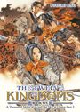 Die Texte lauten: "FUYUMI ONO", "THE TWELVE KINGDOMS", "BOOK SIX", "A Thousand Miles of Wind, the Sky at Dawn: Part 2". Es ist eine Illustration von drei Personen in kämpferischer Pose vor brennendem Hintergrund.