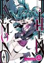 „KEMONO JIHEN“, „STORY & ART BY SHO AIMOTO“, „22“. Illustration eines Mädchens mit blauen Haaren und schwarzen Flügeln.