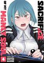 Eine Manga-Illustration zeigt eine nervöse Person mit blauen Haaren, die ein Steuergerät bedient.